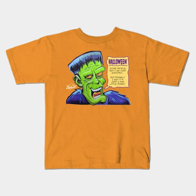 Frank loves Halloween Kids T-Shirt by SCOT CAMPBELL DESIGNS